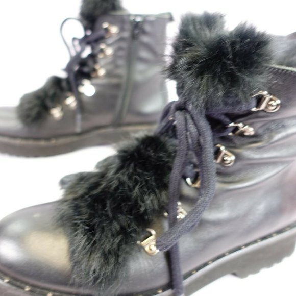 Kanna Boots Women Leather 37 Black Pull On Combat Chunky Lug Sole Platform 6 Y2K - Picture 5 of 14